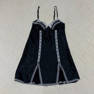 Black with ivory lace silk nightie lingerie